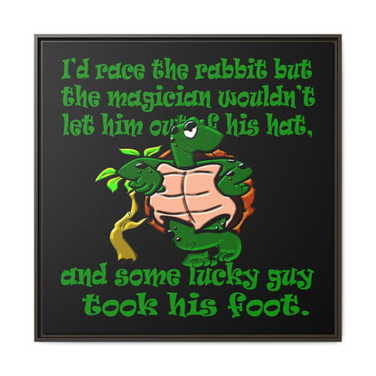 turtle race - framed canvas art (black)