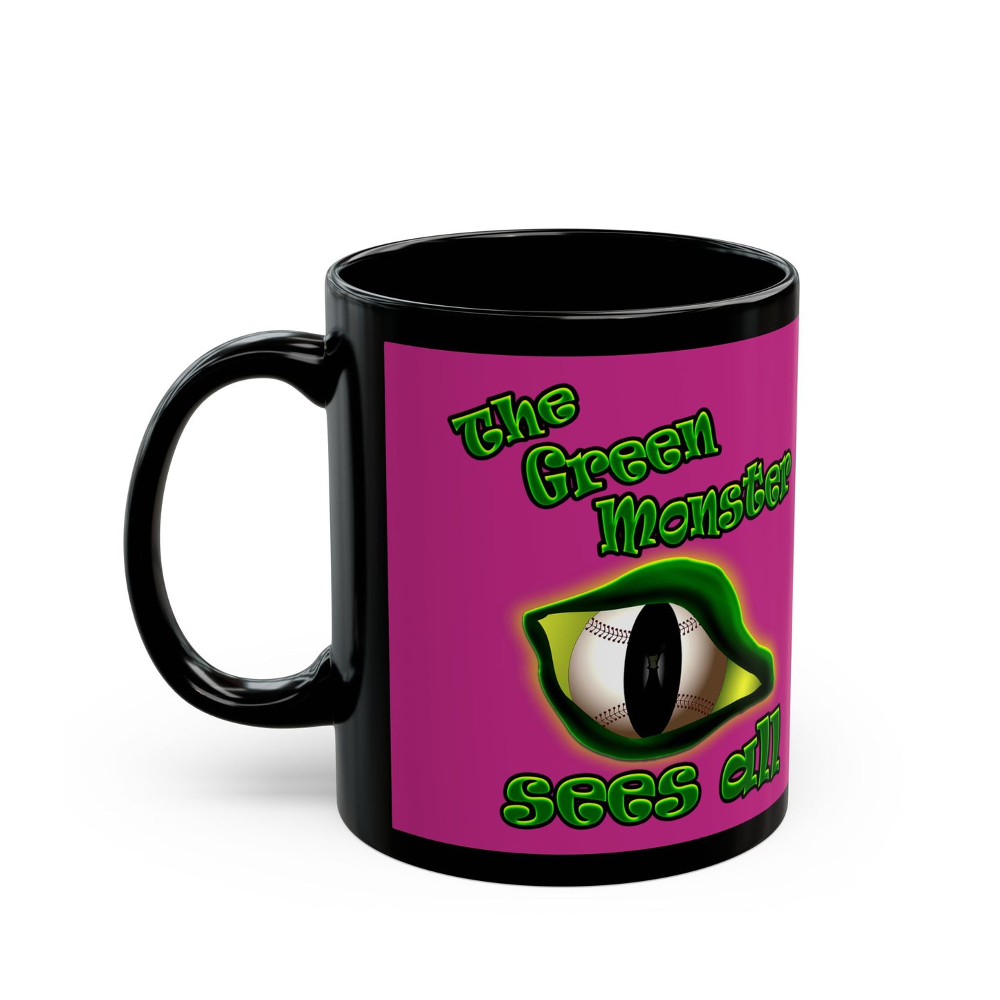 green monster - Black Mug (pink)