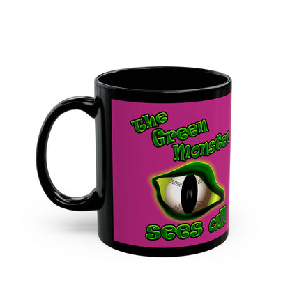 green monster - Black Mug (pink)