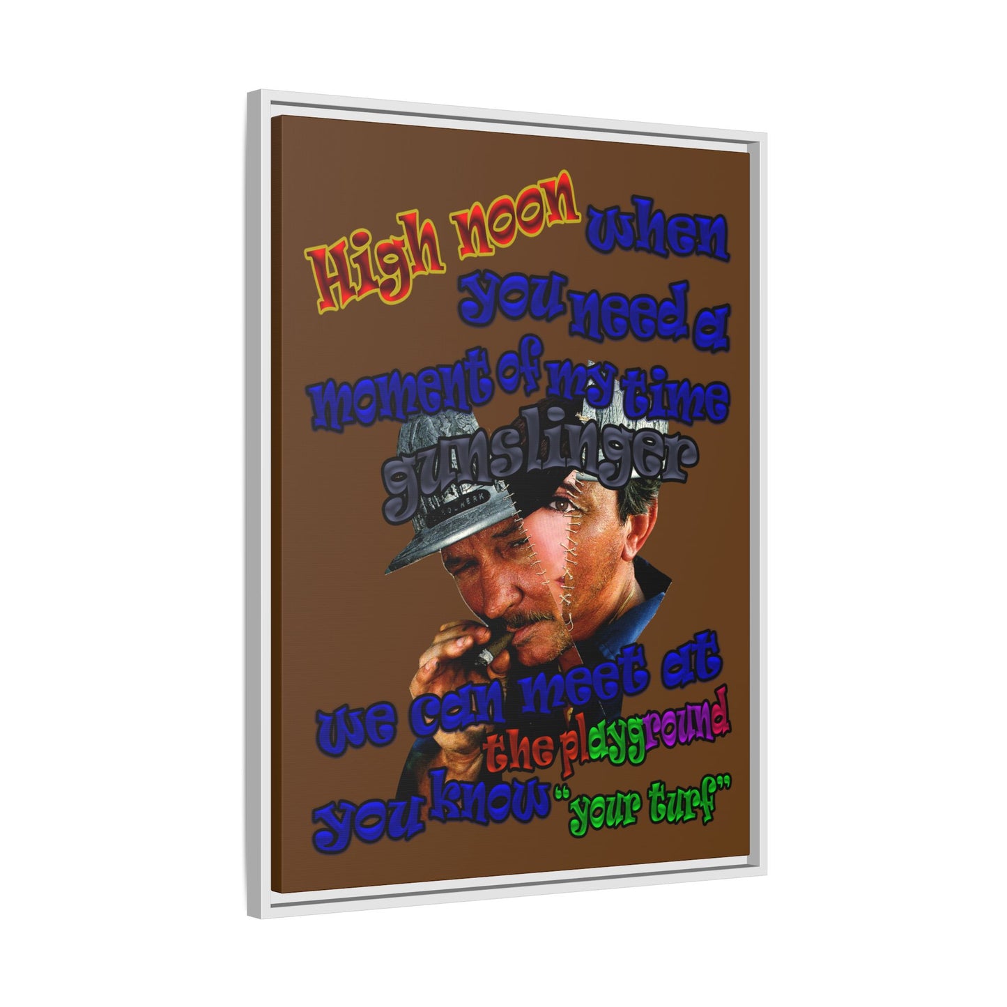 high noon - framed canvas art (brown)