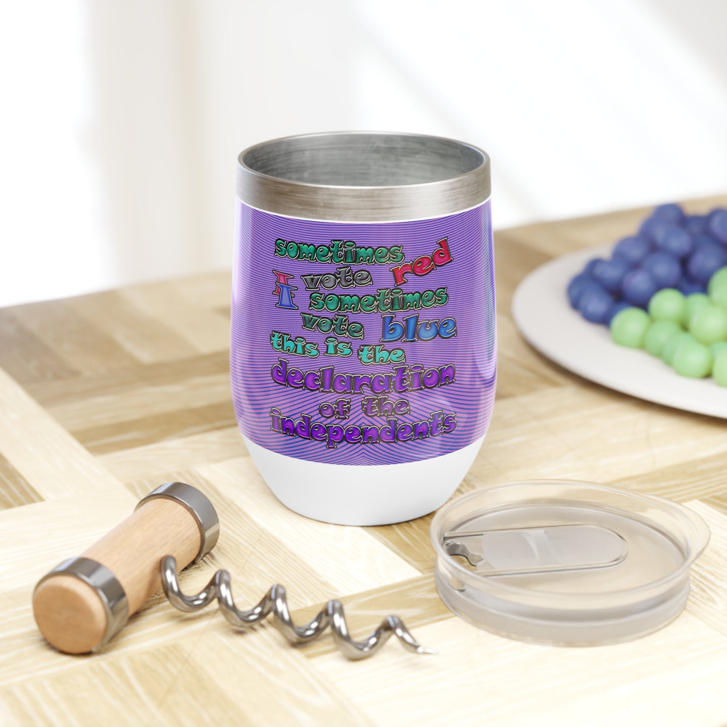 declaration of the independents - Chill Wine Tumbler (light blue-purple wave)