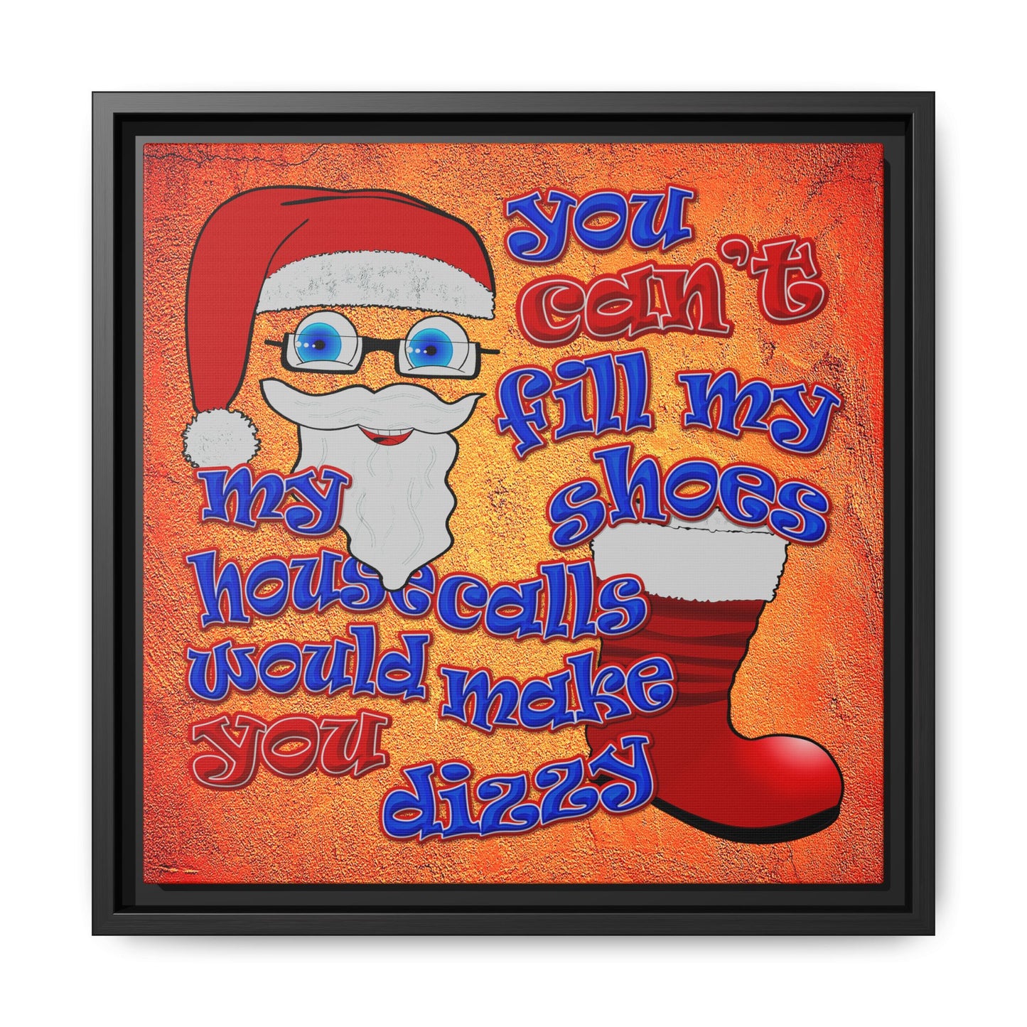 santa's shoes - framed canvas art (burnt orange)