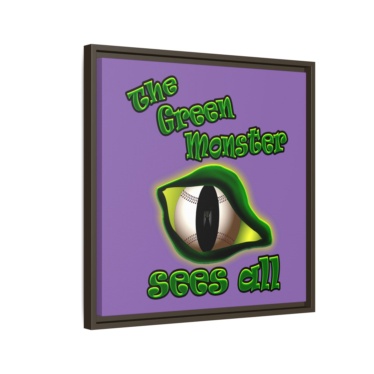 green monster - framed canvas art (light purple)