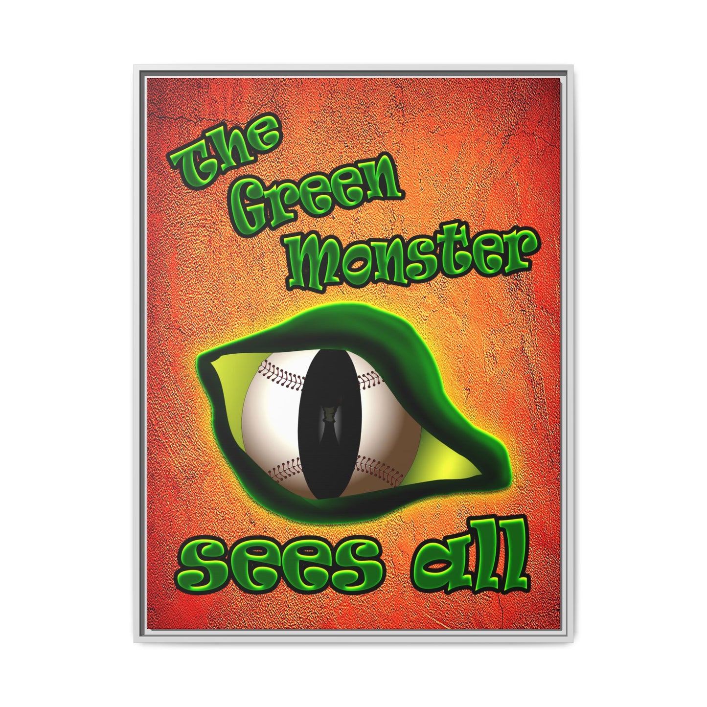 green monster - framed canvas art (burnt orange)