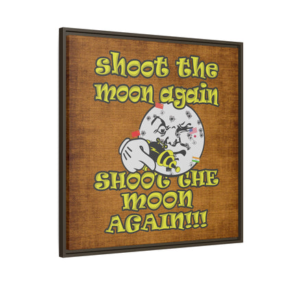 shoot the moon again - framed canvas art (brown papyrus)