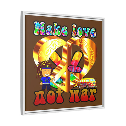 love peace - framed canvas art (brown)