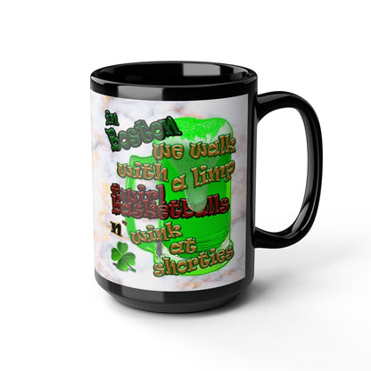 celtics logo - Black Mug (white marble)
