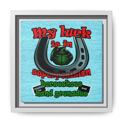 my luck - framed canvas art (faded blue)
