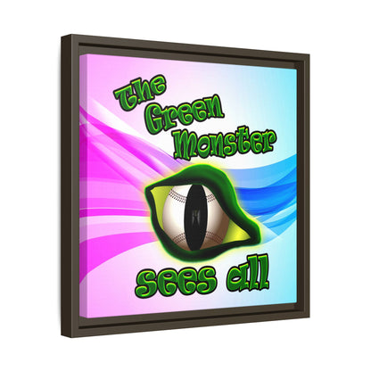 green monster - framed canvas art (light blue-pink wave)