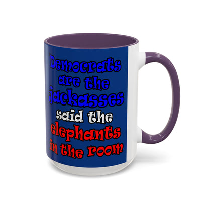 donkeys and elephants - Accent Mug (dark blue)