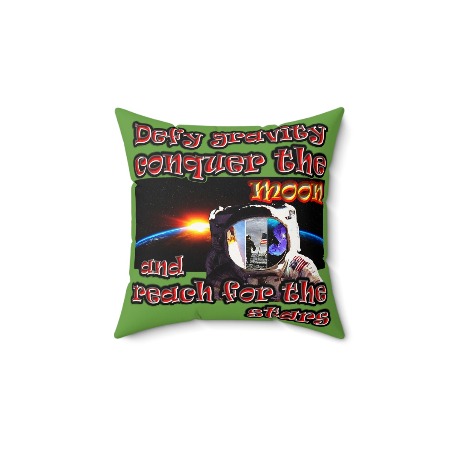 defy conquer reach - Faux Suede Square Pillow - (green)