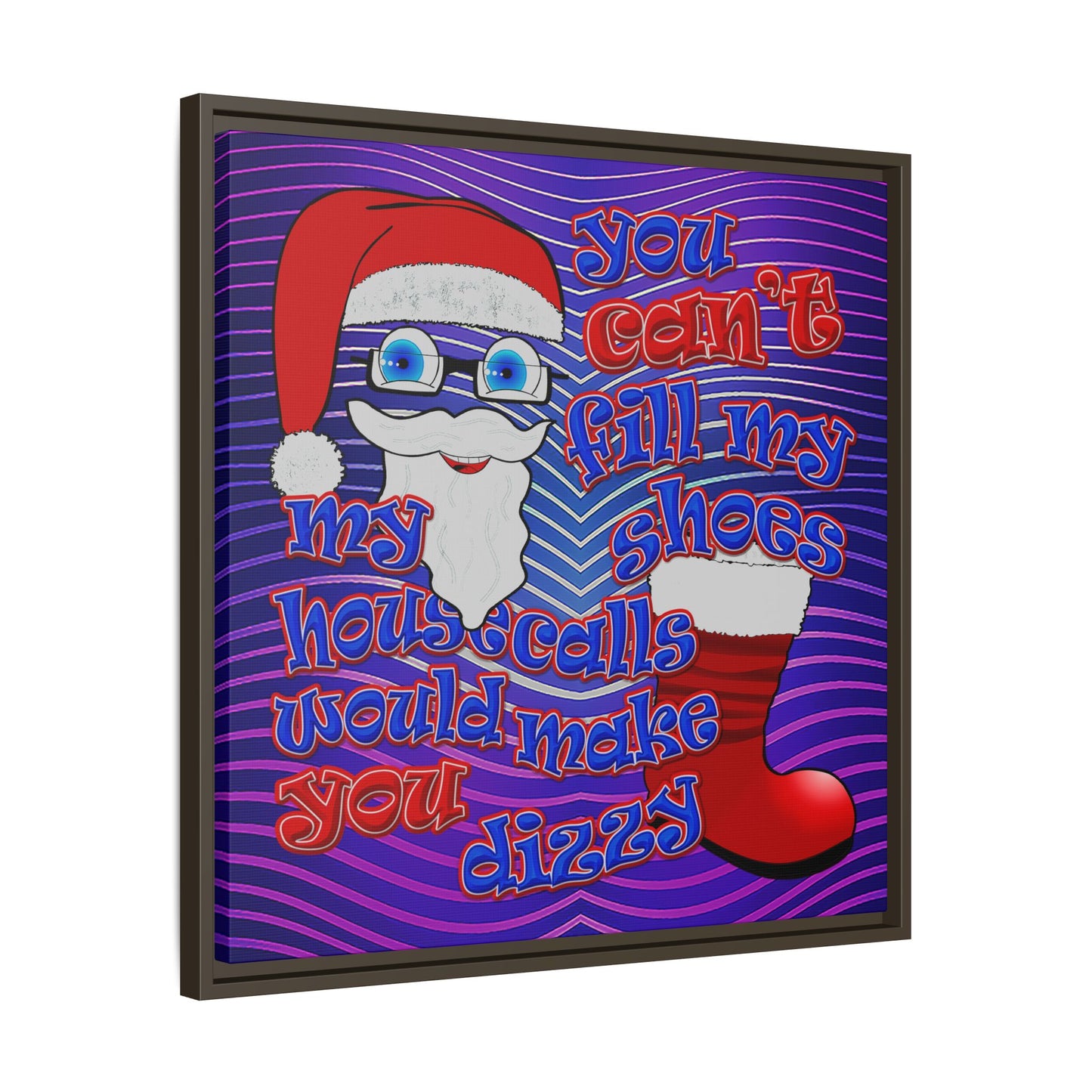 santa's shoes - framed canvas art (purple wave)