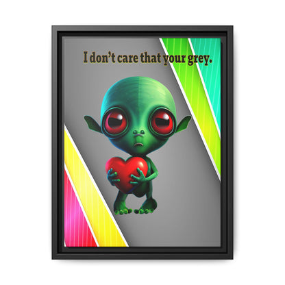 I don't care that your grey - framed canvas art (rainbow split)