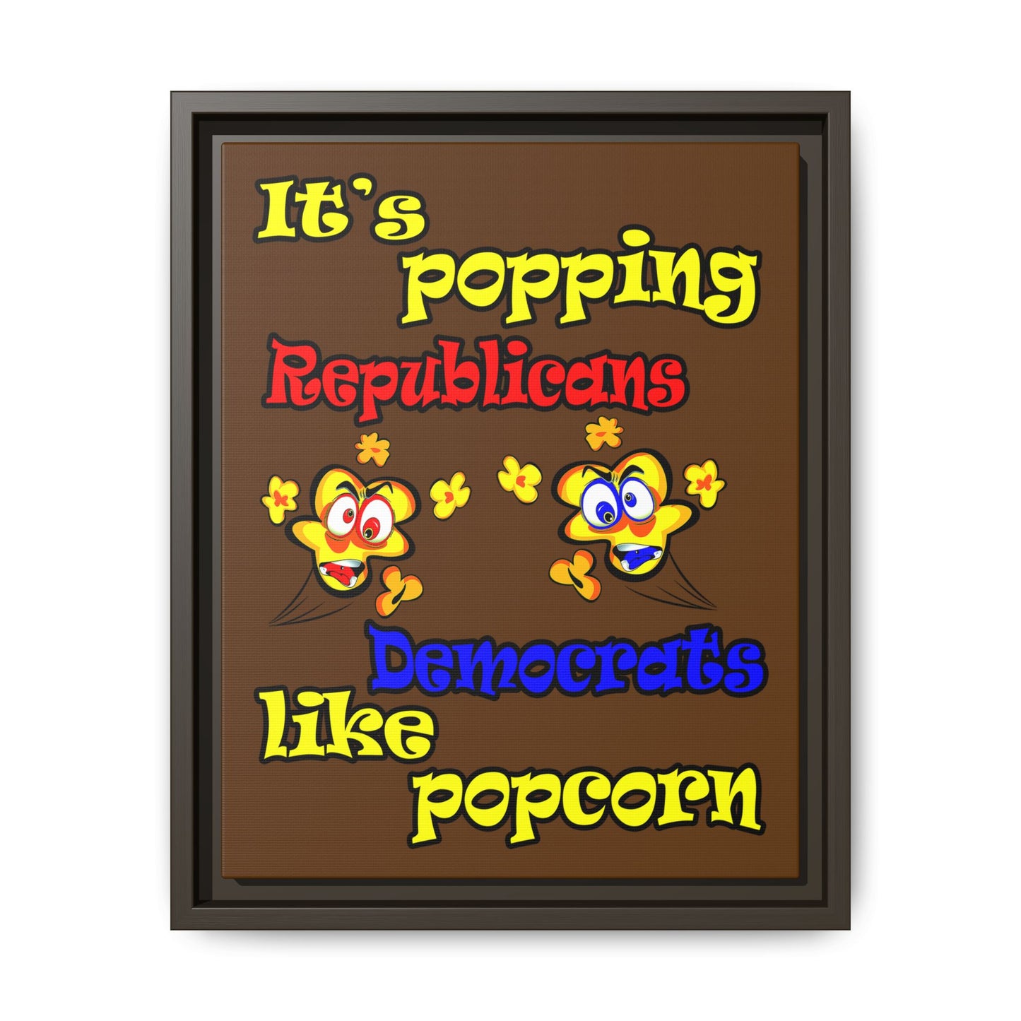 popping like popcorn - framed canvas art (brown)