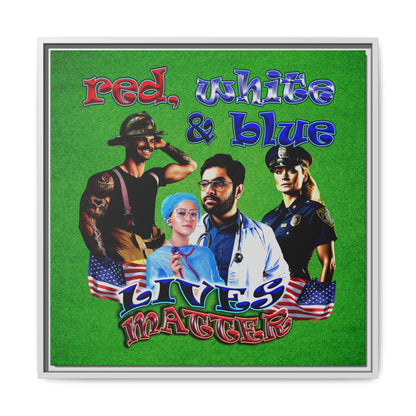rw&b lives matter - framed canvas art (green turf)