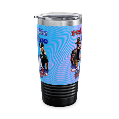 rw&b lives matter - Ringneck Tumbler, 20oz (light blue-purple wave)