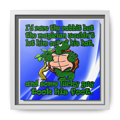 turtle race - framed canvas art (blue-white wave)