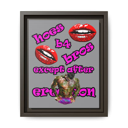 hoes b4 bros - framed canvas art (grey)