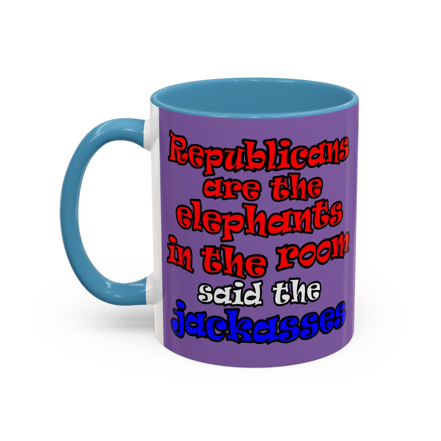 donkeys and elephants - Accent Mug (light purple)