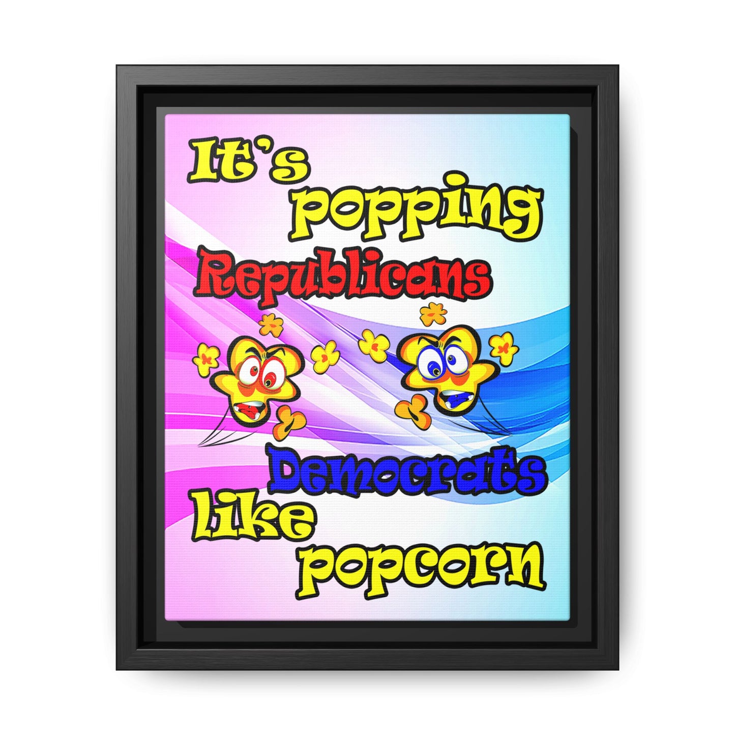 popping like popcorn - framed canvas art (light blue-pink wave)