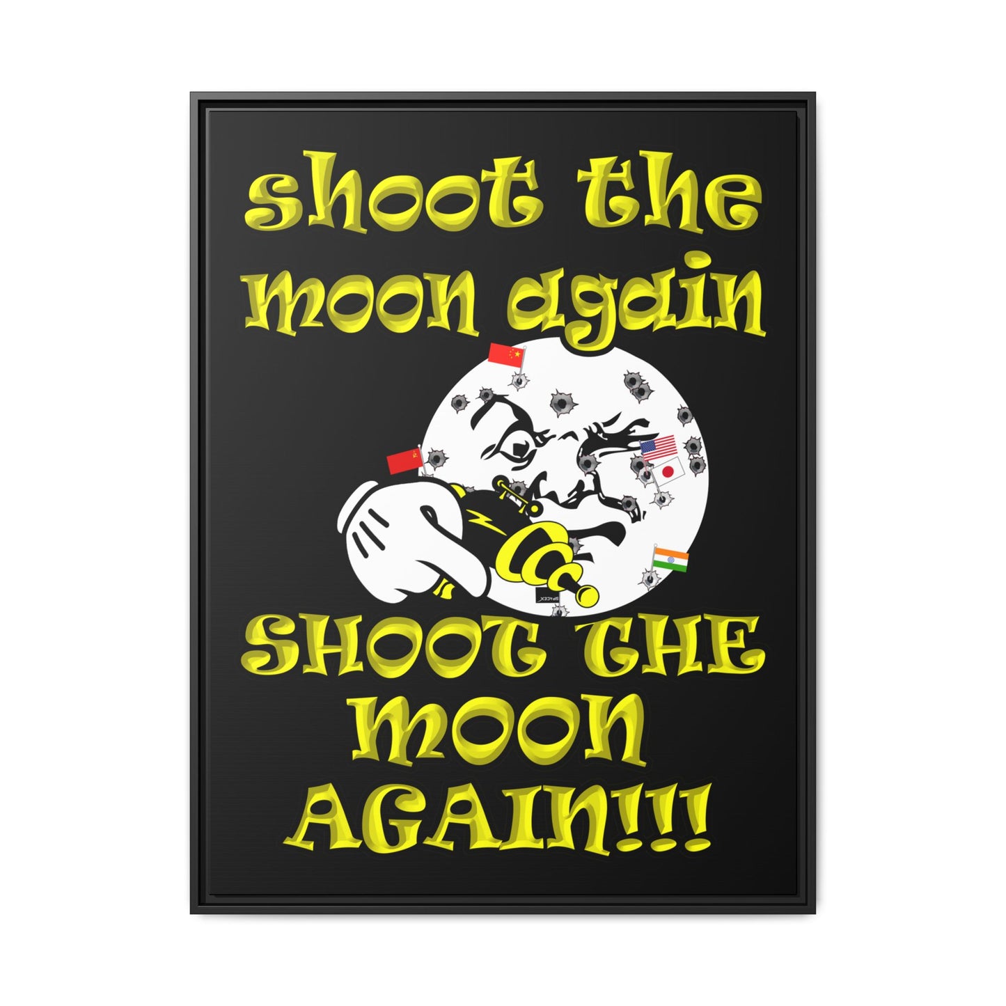 shoot the moon again - framed canvas art (black)