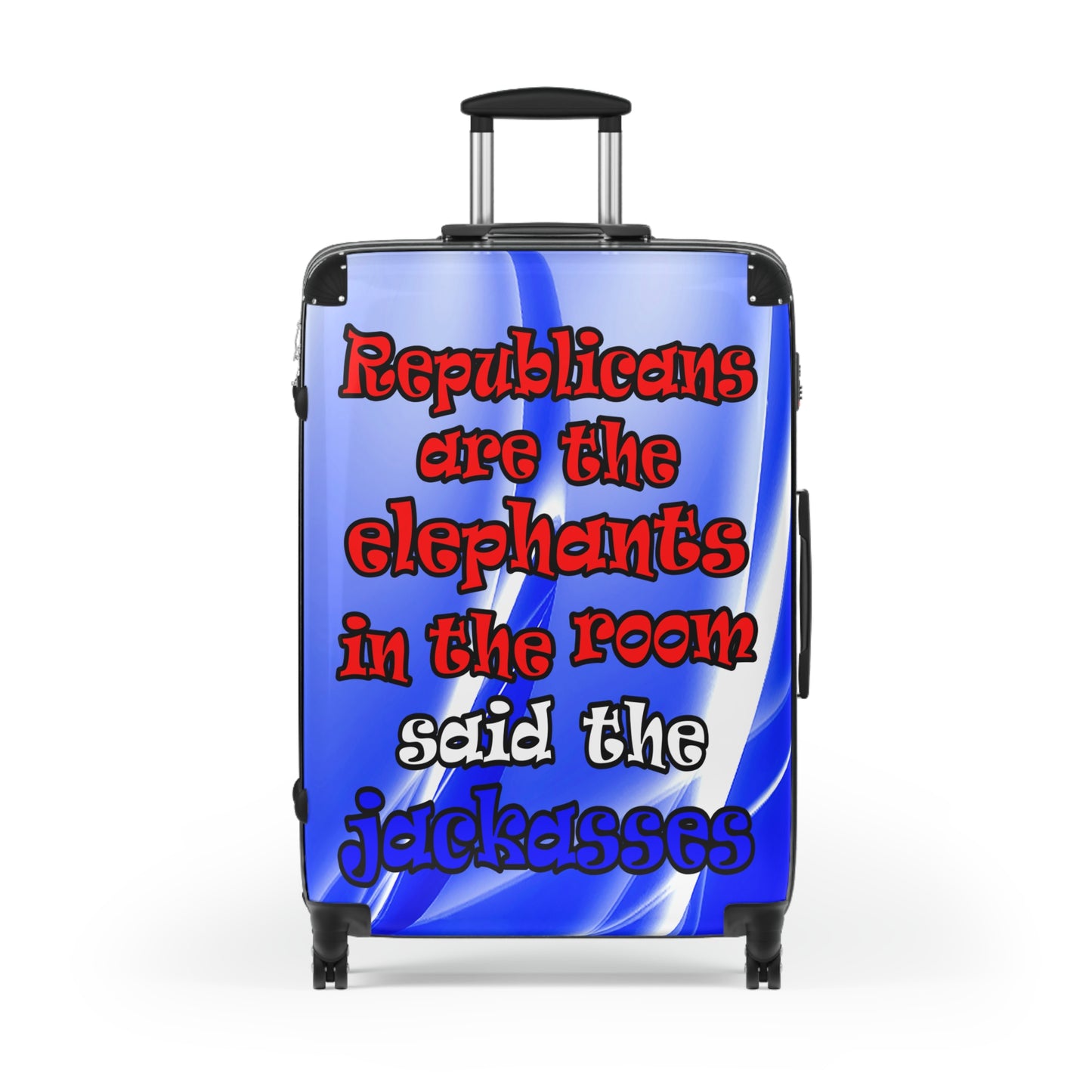 donkeys and elephants - Suitcase (blue-white wave)