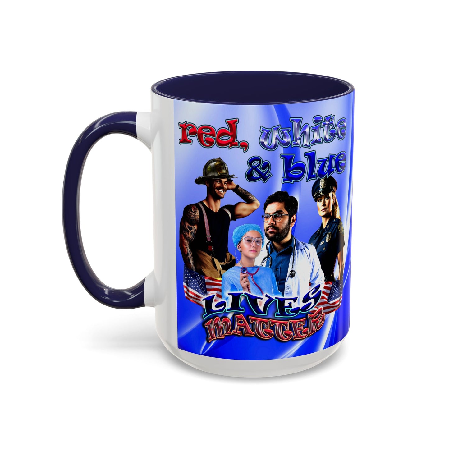 rw&b lives matter - Accent Mug (blue-white wave)