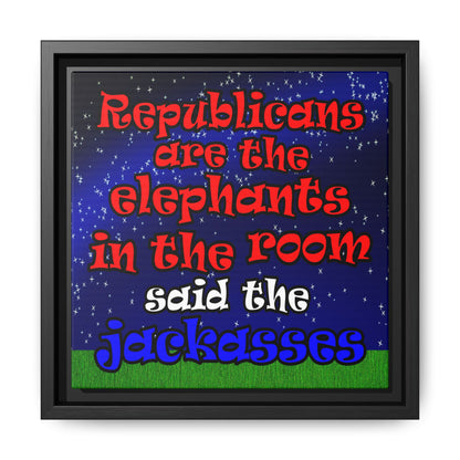donkeys and elephants - framed canvas art ('snoops' background)