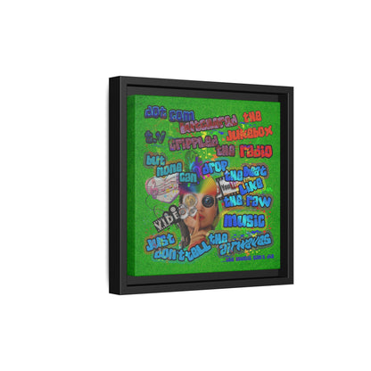 drop the beat - framed canvas art (green turf)