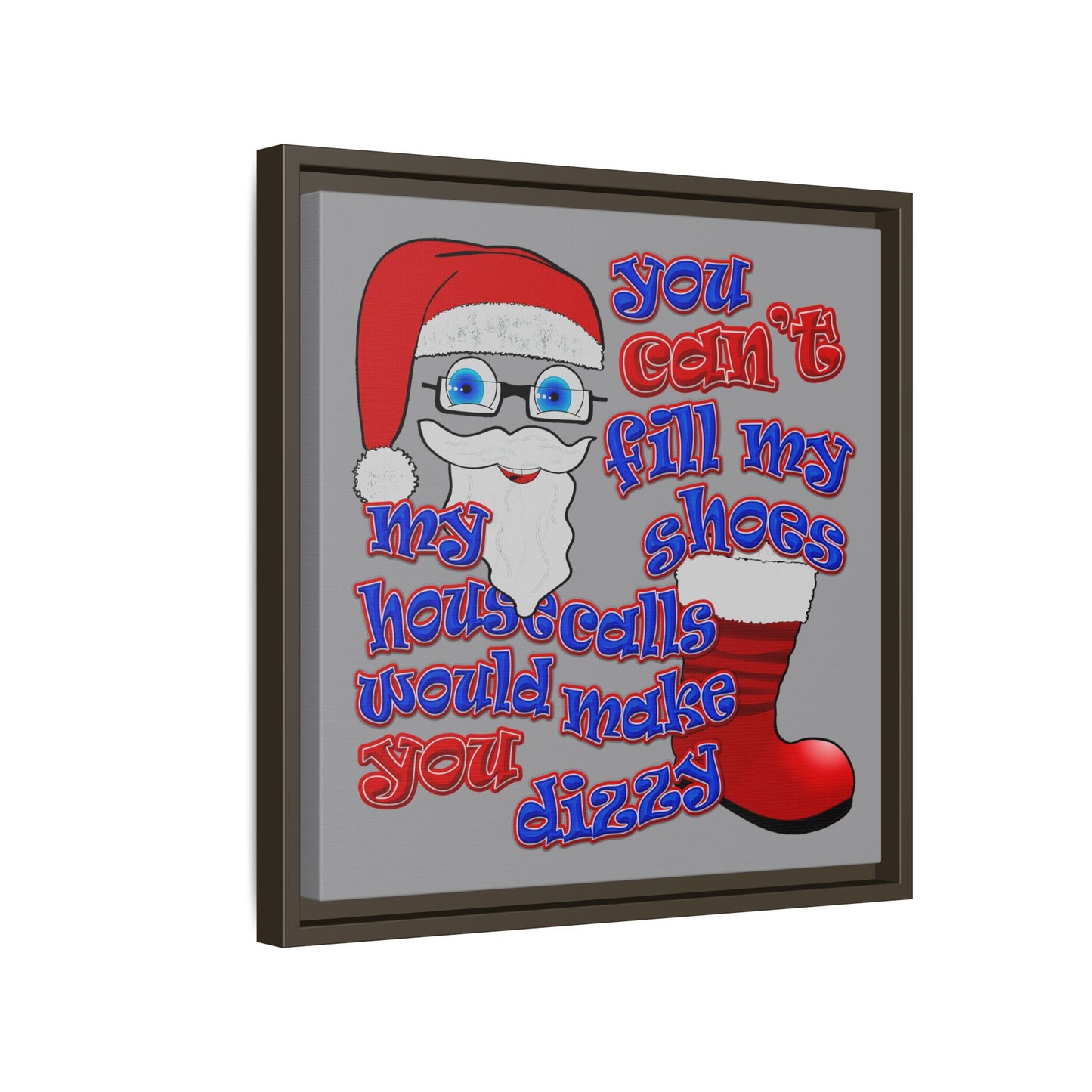 santa's shoes - framed canvas art (grey)