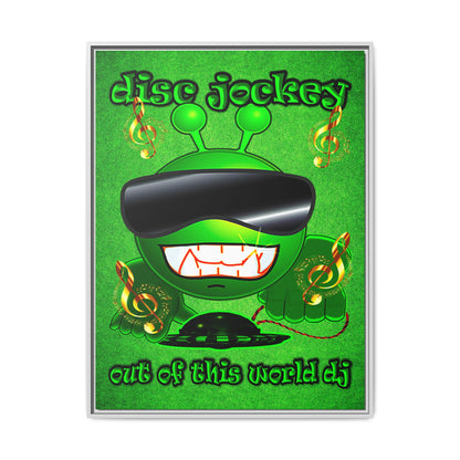 disc jockey - framed canvas art (green turf)