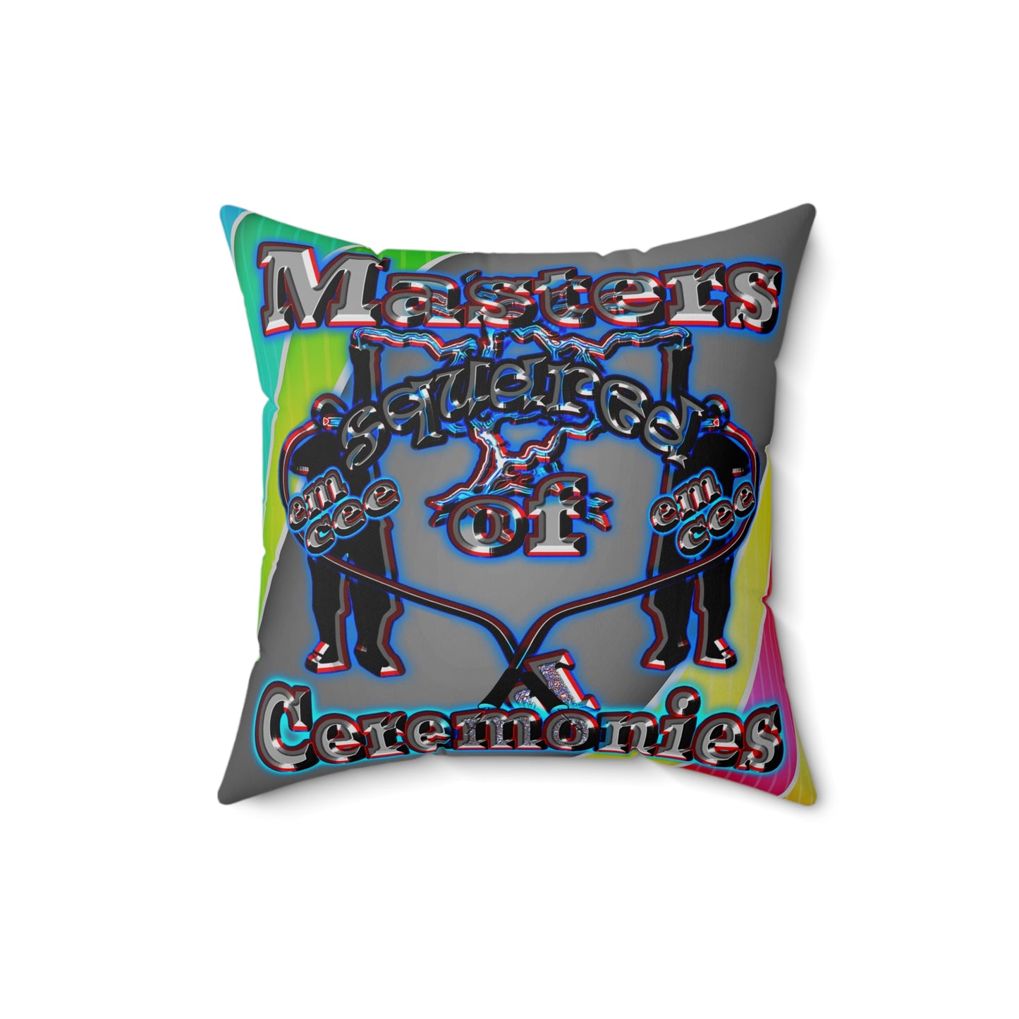 em cee squared - Spun Polyester Square Pillow - (rainbow split)