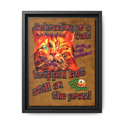 schrodinger's cat - framed canvas art (brown papyrus)