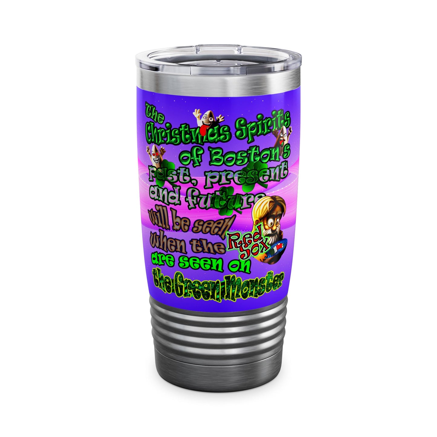 christmas spirits of boston - Ringneck Tumbler, 20oz (purple-pink wave)
