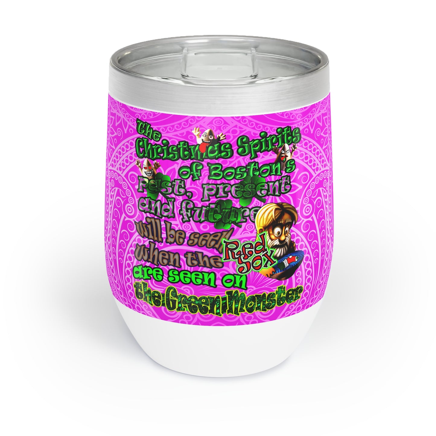 christmas spirits of boston - Chill Wine Tumbler (pink swirl)