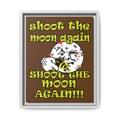 shoot the moon again - framed canvas art (brown)