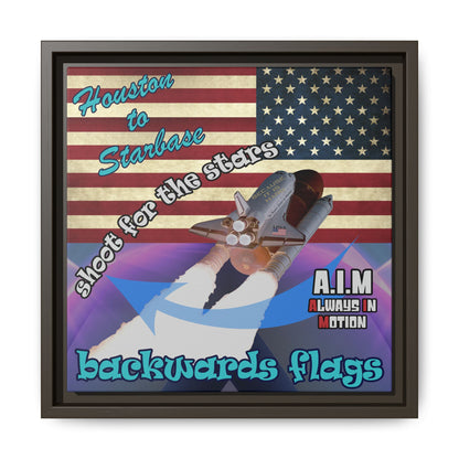 shoot for the stars - framed canvas art (grey-pink wave)