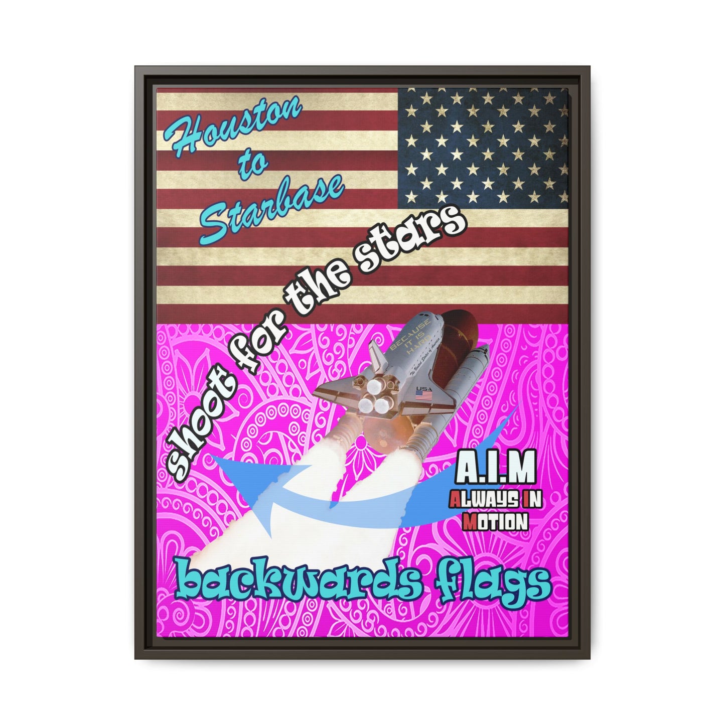 shoot for the stars - framed canvas art (pink swirl)