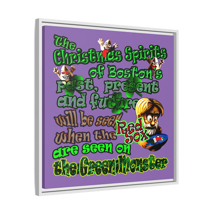 christmas spirits of boston - framed canvas art (light purple)