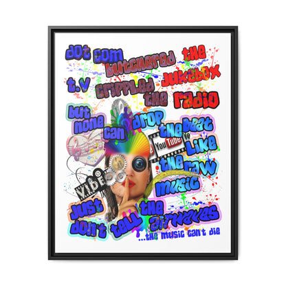 drop the beat - framed canvas art (white)