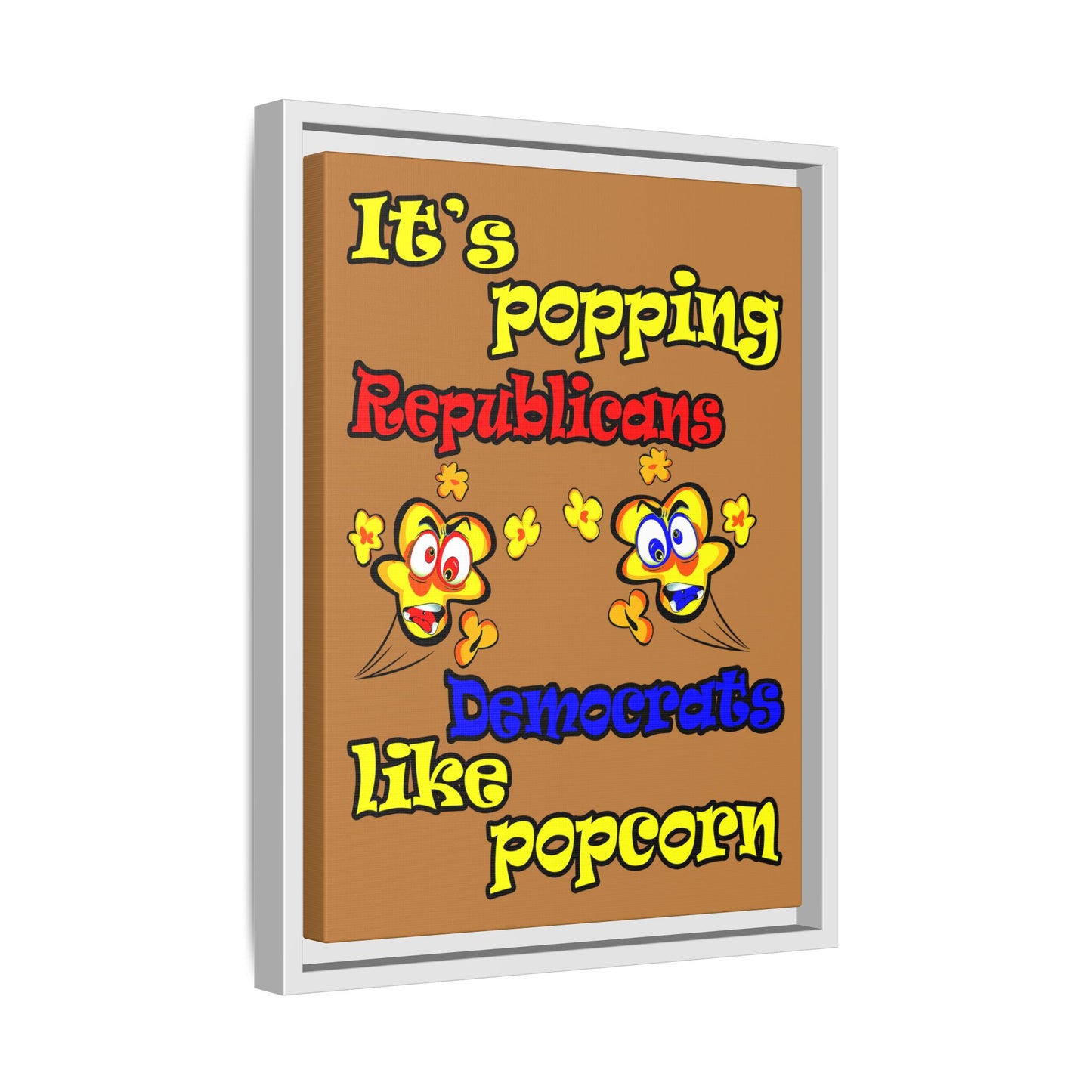 popping like popcorn - framed canvas art (light brown)