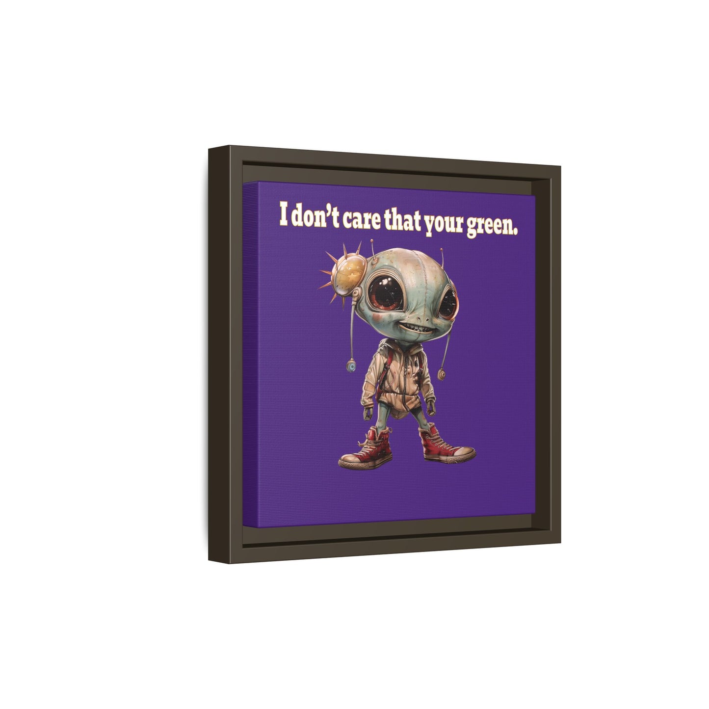 I don't care that your green - framed canvas art (purple)