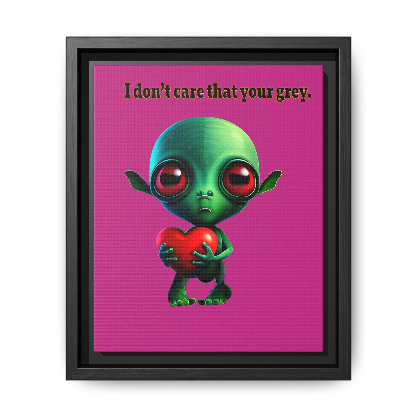 I don't care that your grey - framed canvas art (pink)