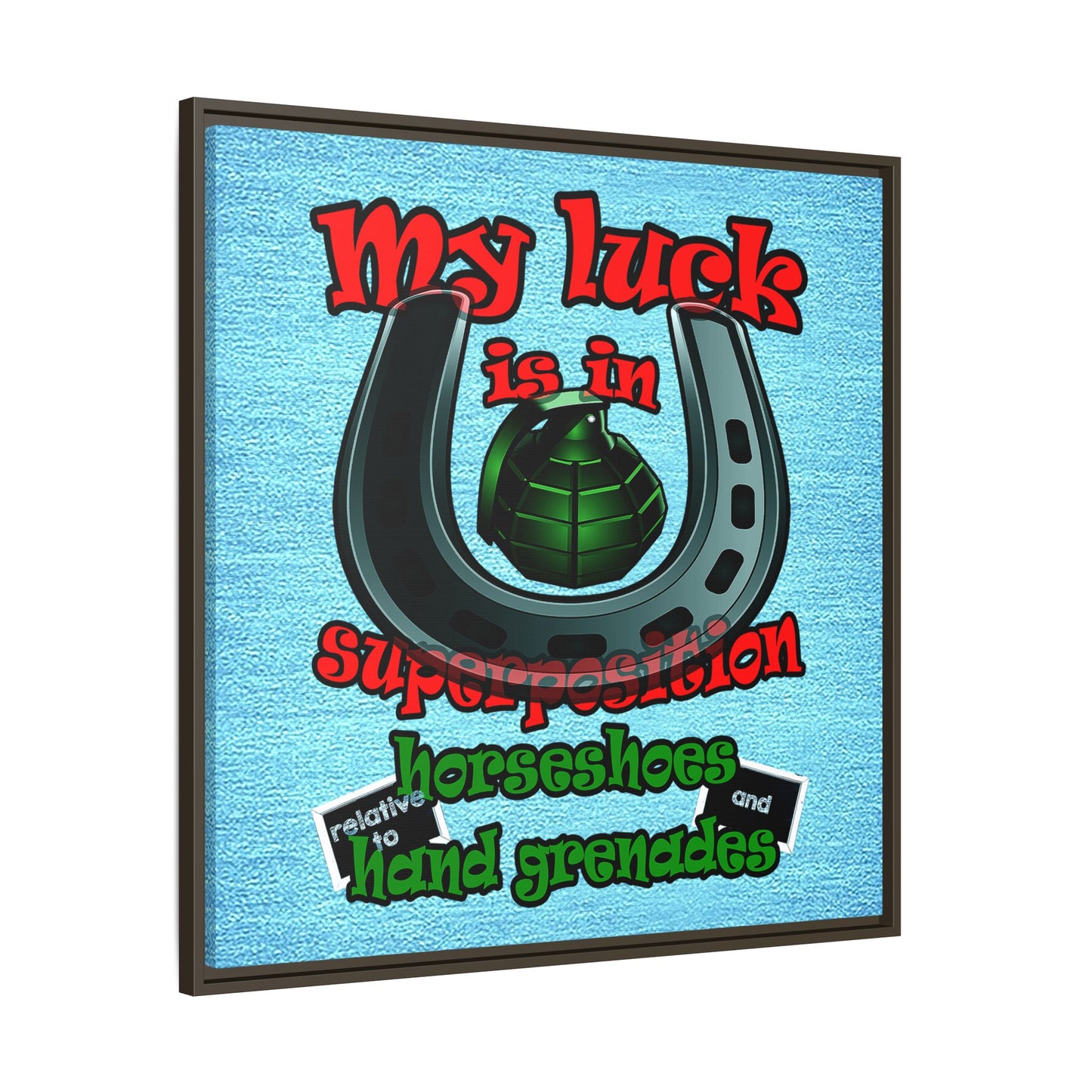 my luck - framed canvas art (faded blue)