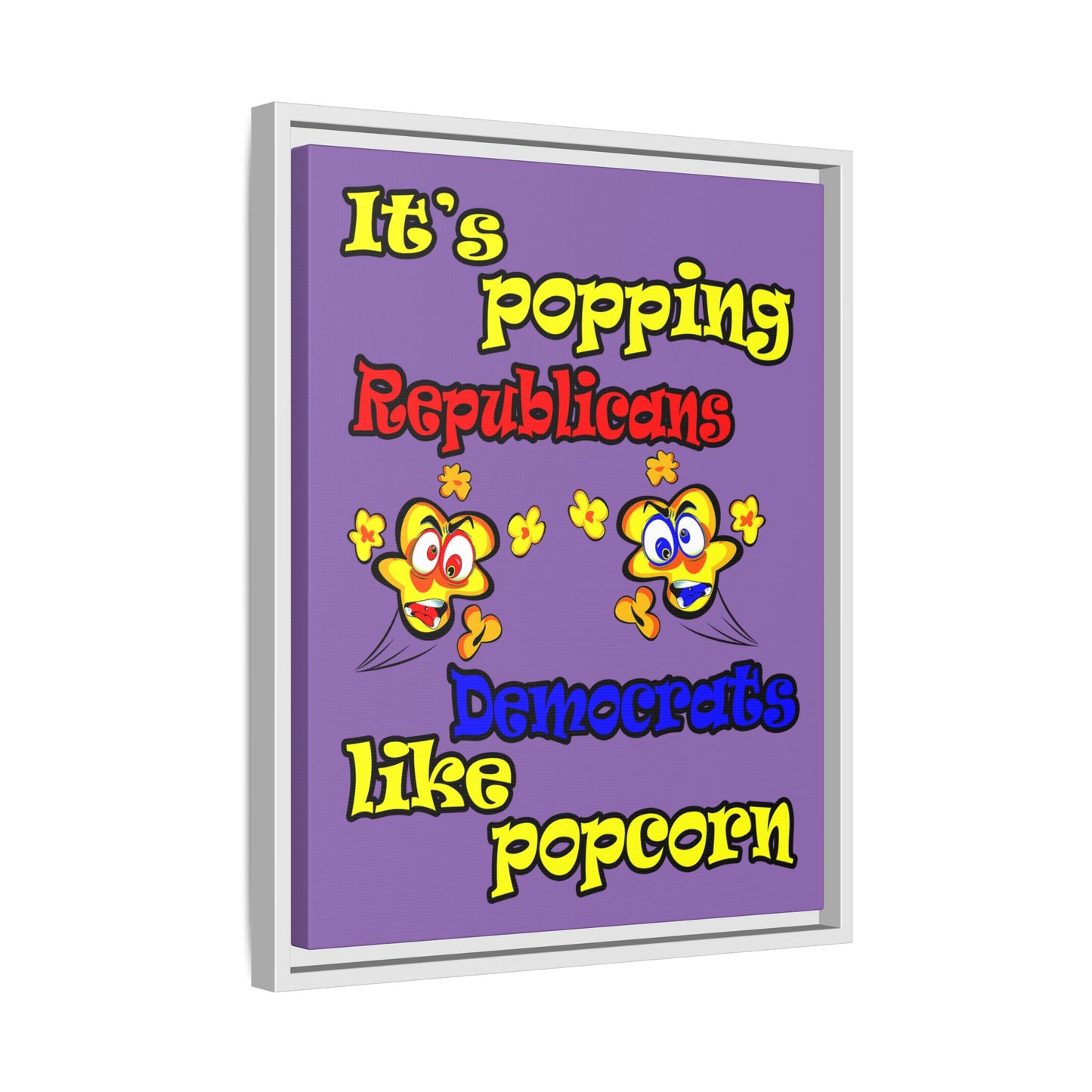 popping like popcorn - framed canvas art (light purple)