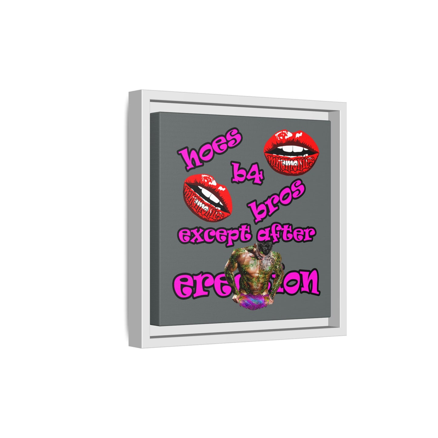 hoes b4 bros - framed canvas art (dark grey)