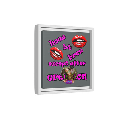 hoes b4 bros - framed canvas art (dark grey)