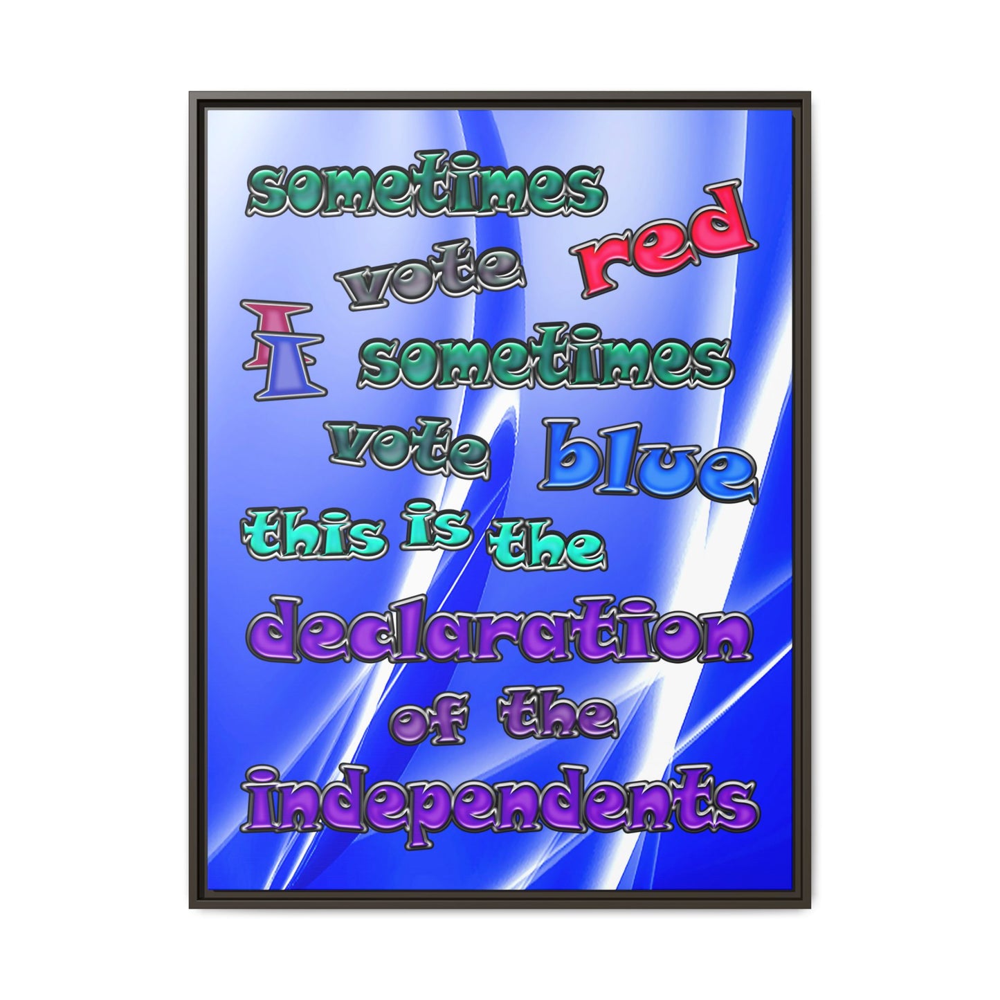 declaration of the independents - framed canvas art (blue-white wave)