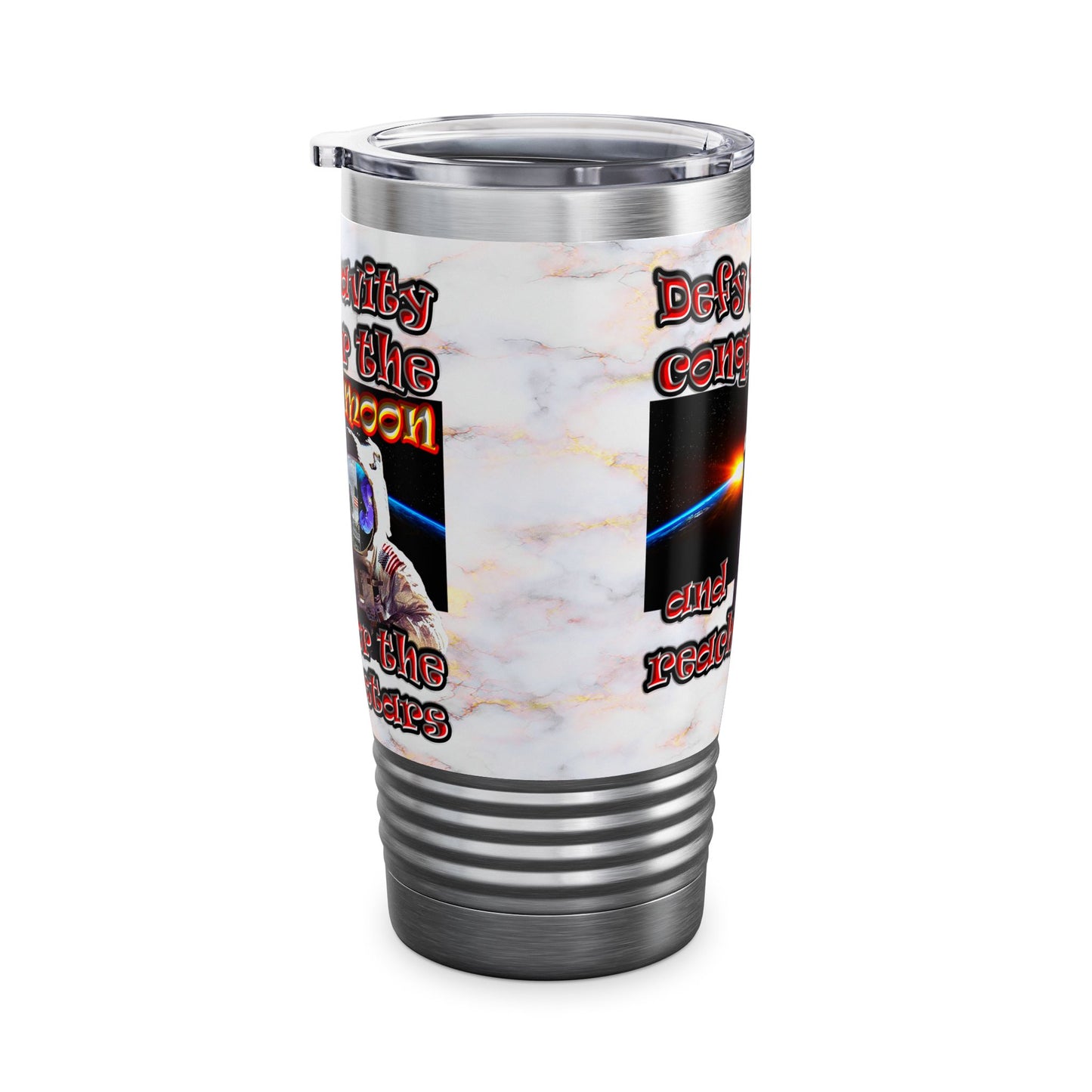 defy conquer reach - Ringneck Tumbler, 20oz (white marble)