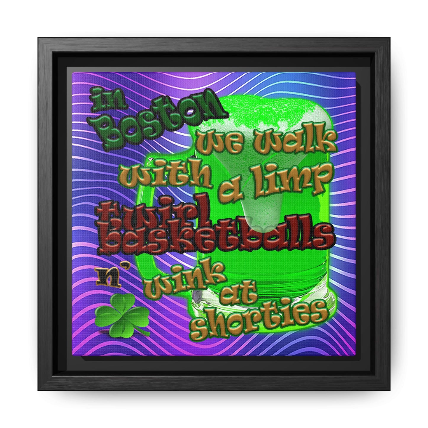 celtics logo - framed canvas art (purple wave)